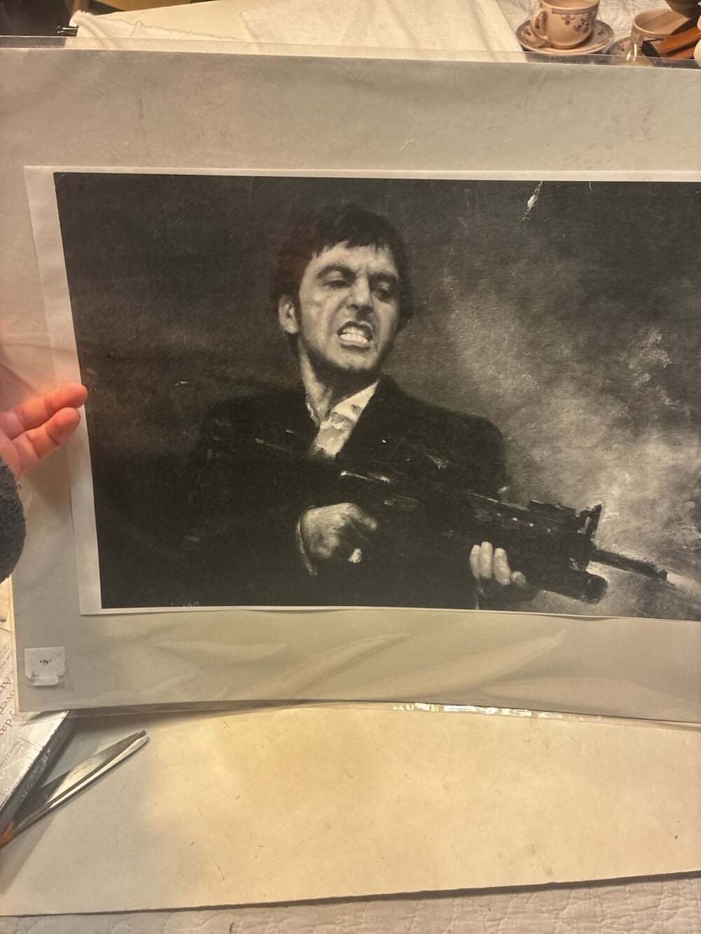 Scarface Al Pacino Tony Montana Machine Gun Vintage Print Art